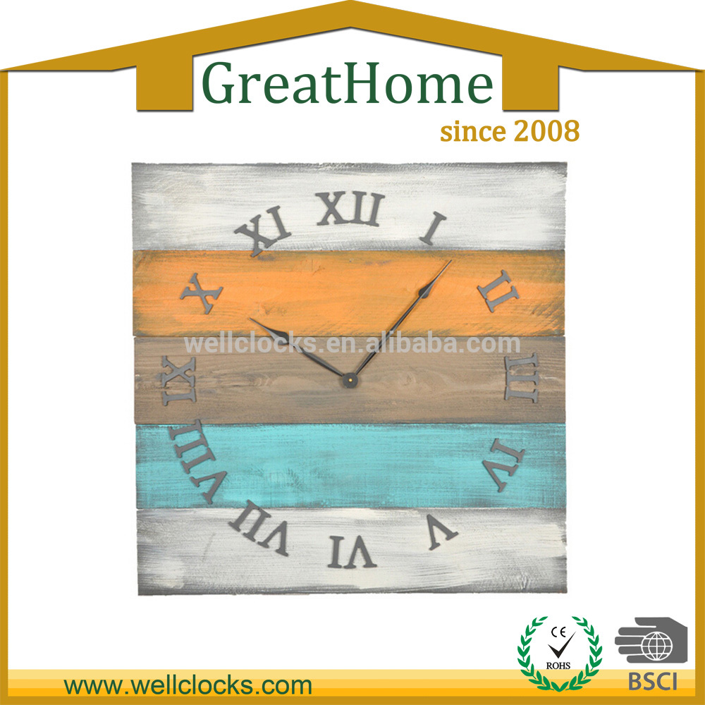 square home decor wooden oversized wall clock