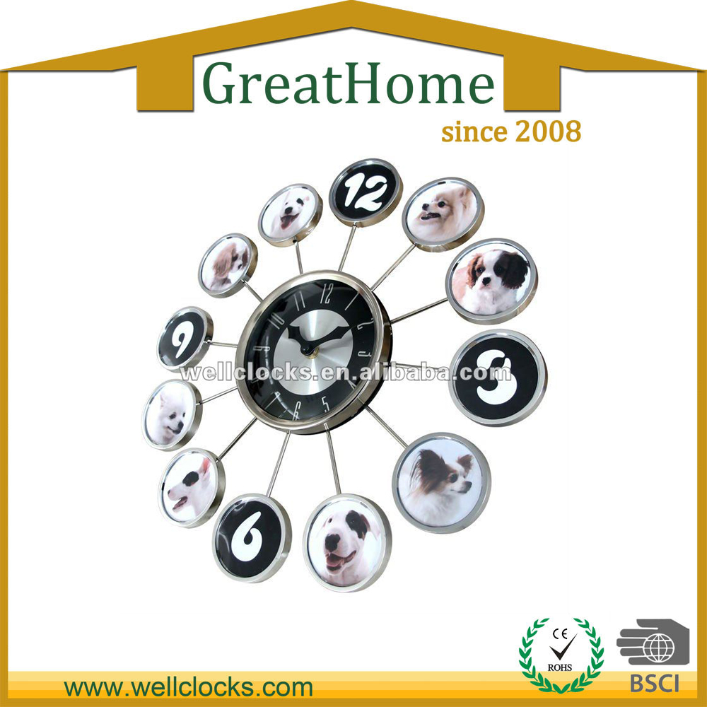 16 inch Lovely metal wall clock with photo frame