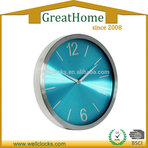 Aluminum decorative wall clock metal dial green