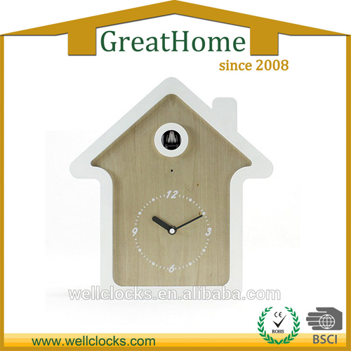 Wooden Cuckoo Wall Clock With Bird Come Out Talking MDF Cloc