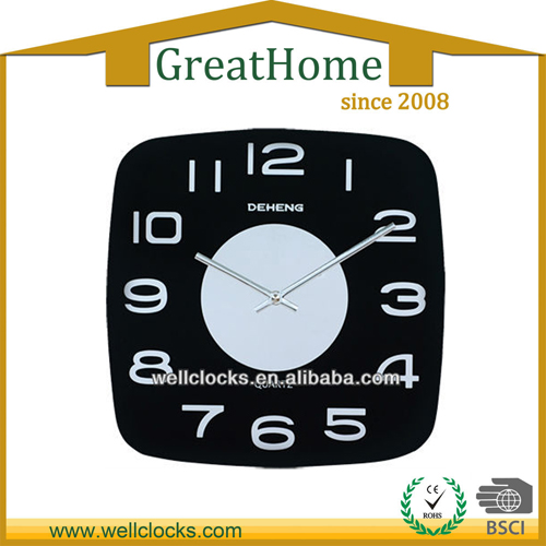 Good quality mirror design emboss glass wall clock