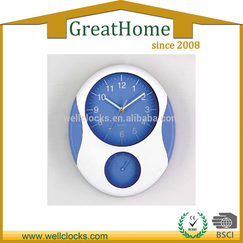 Plastic oval shape weather station wall clock