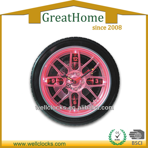 special design LED light tire shape wall clock