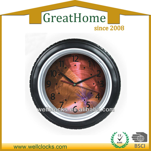 special design good quanlity tire shape wall clock