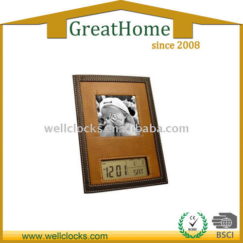 Leather PHOTO FRAME Clock