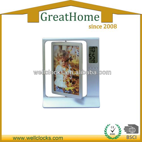 Digital lcd screen photo framemulti-function desk alarm cloc