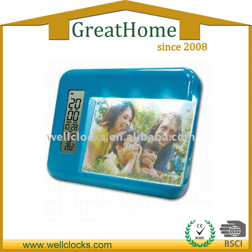 Plastic photo frame digital table clock