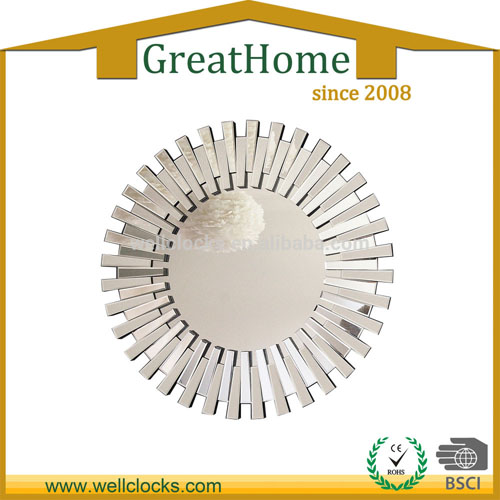 Round Glass Sunburst Wall Mirror