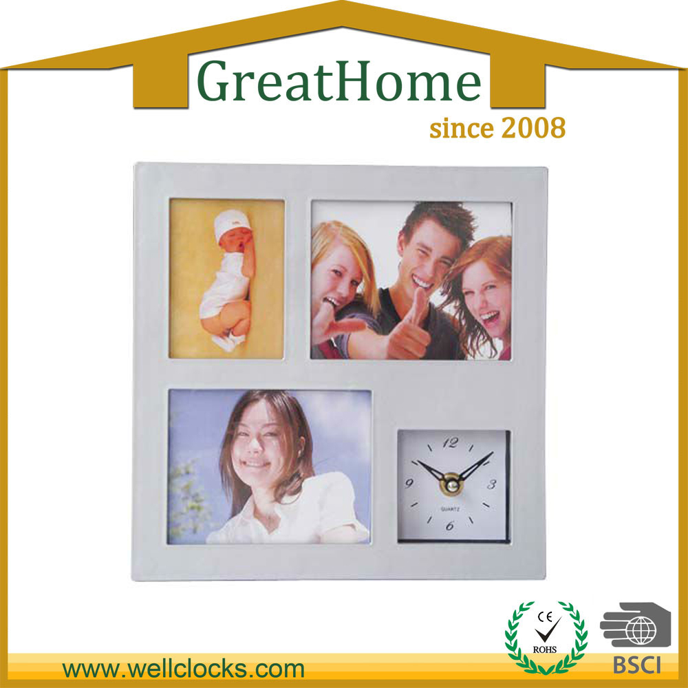 Plastic square promotional photo frame clock