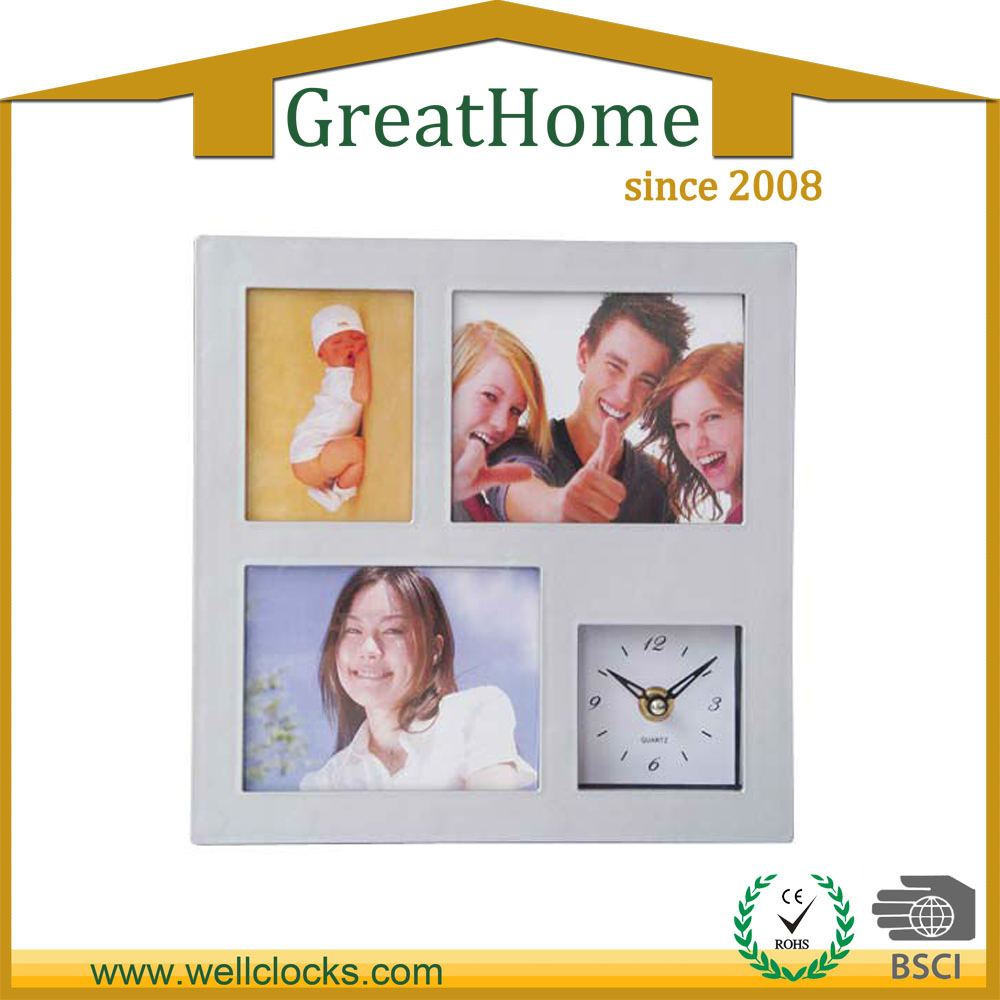 Plastic square promotional photo frame clock