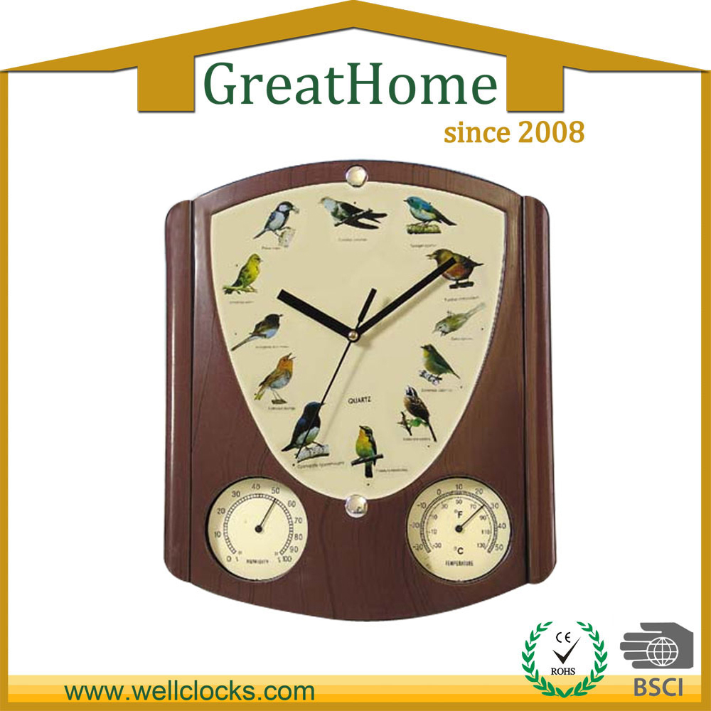 Plastic bird music wall clocks with sound