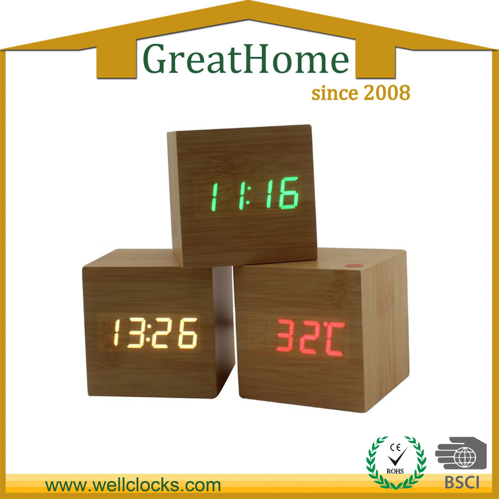 High quality LED wooden table clock