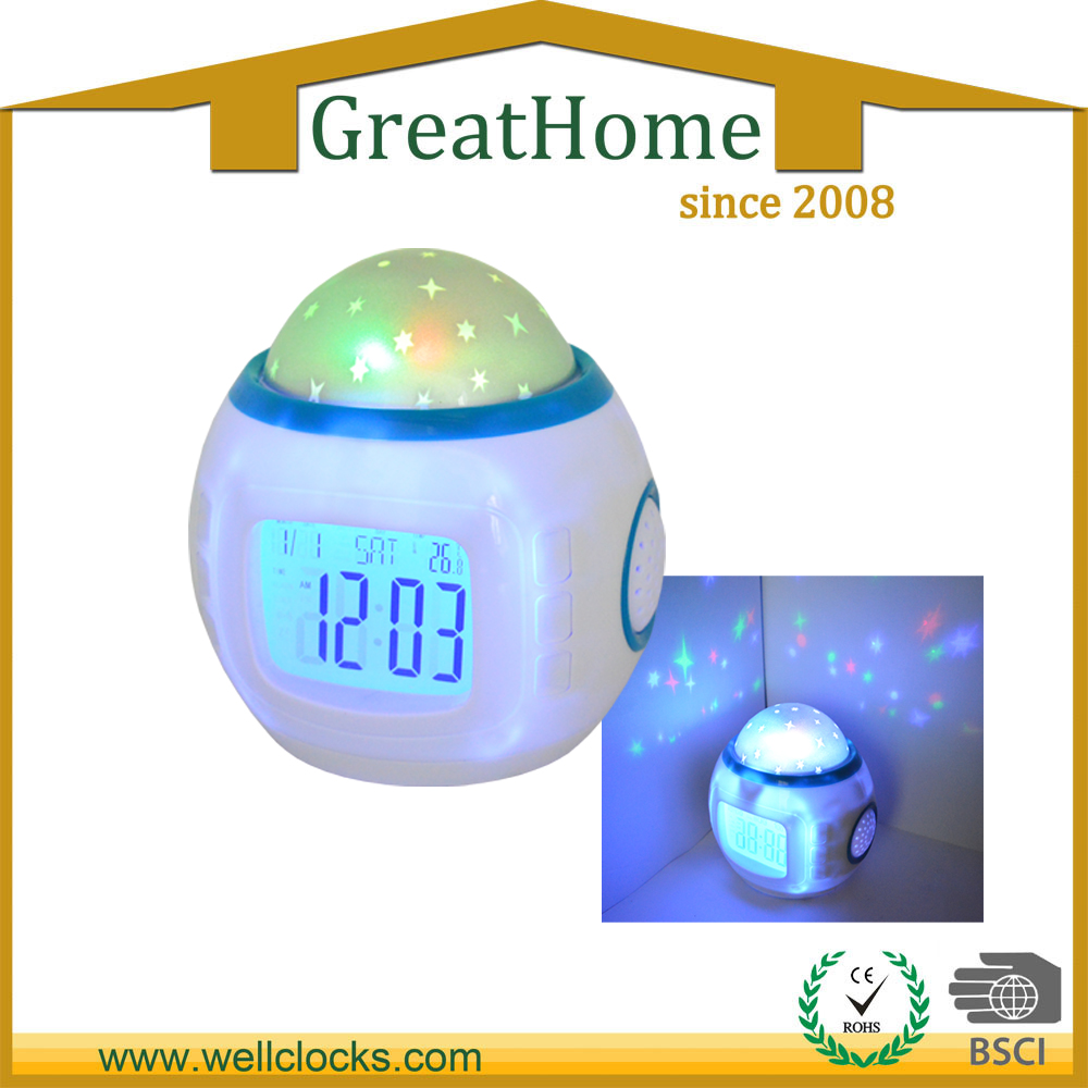 Beautiful LCD Star Projection Calendar Temperature Color Cha