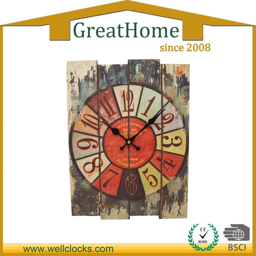 Hot Sale decorative Square Shape MDF art Wall Clock