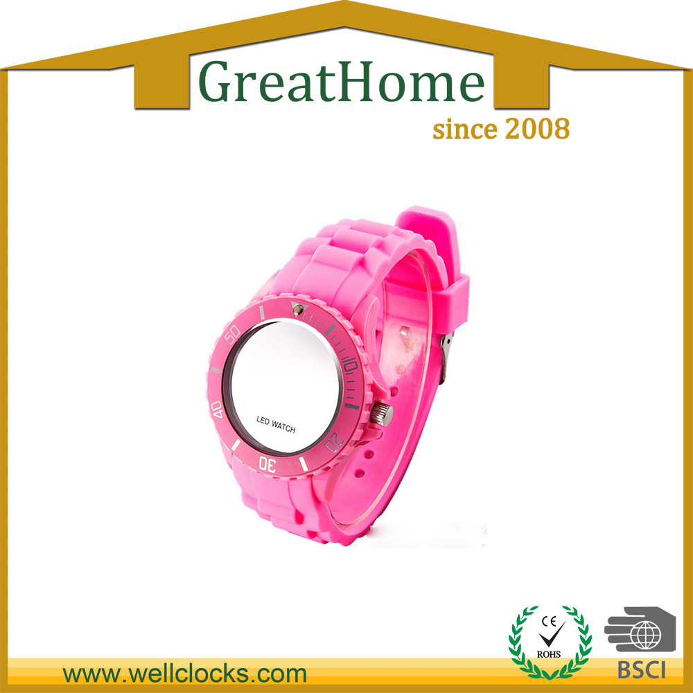 Round face led touch watch