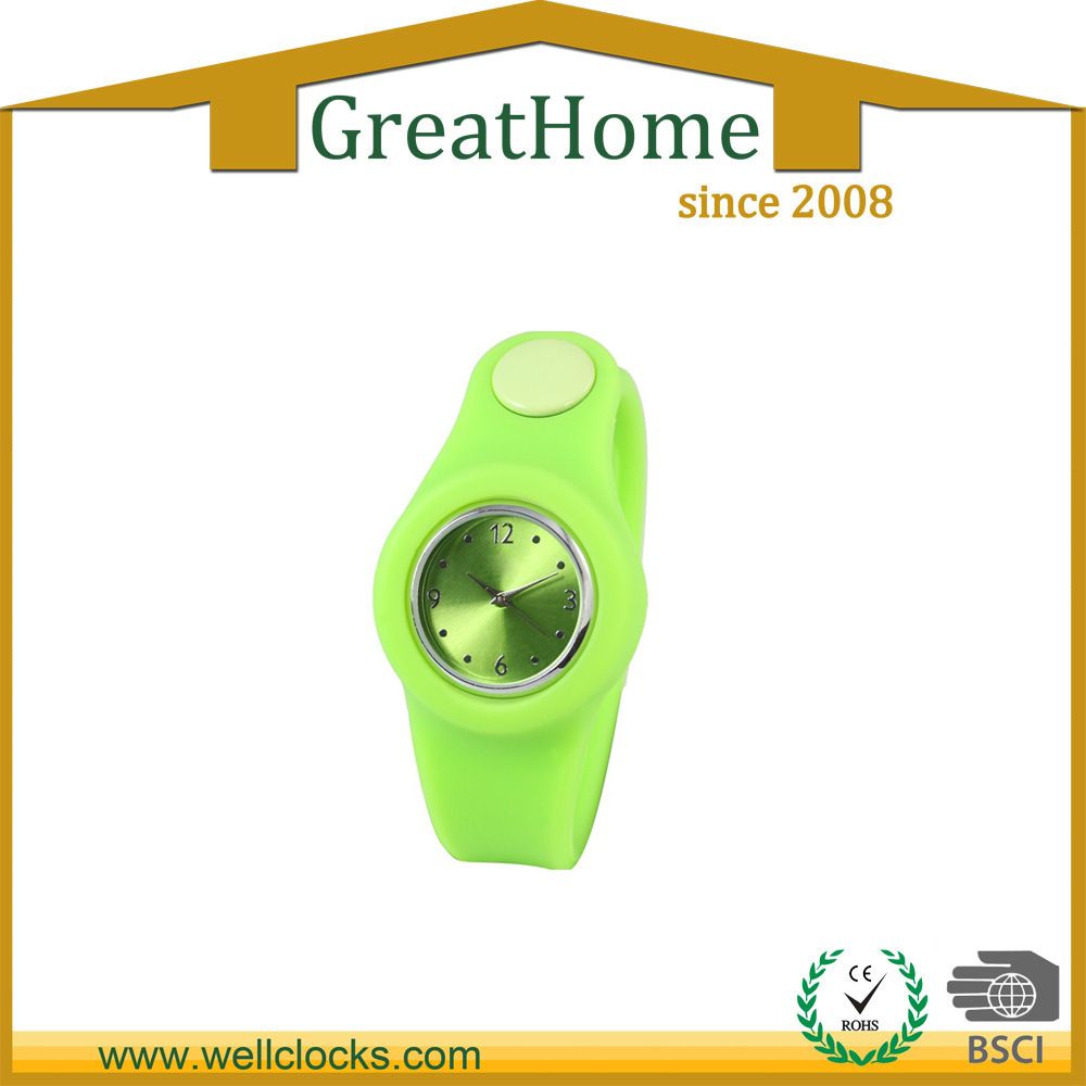 Green silicone button sport watch