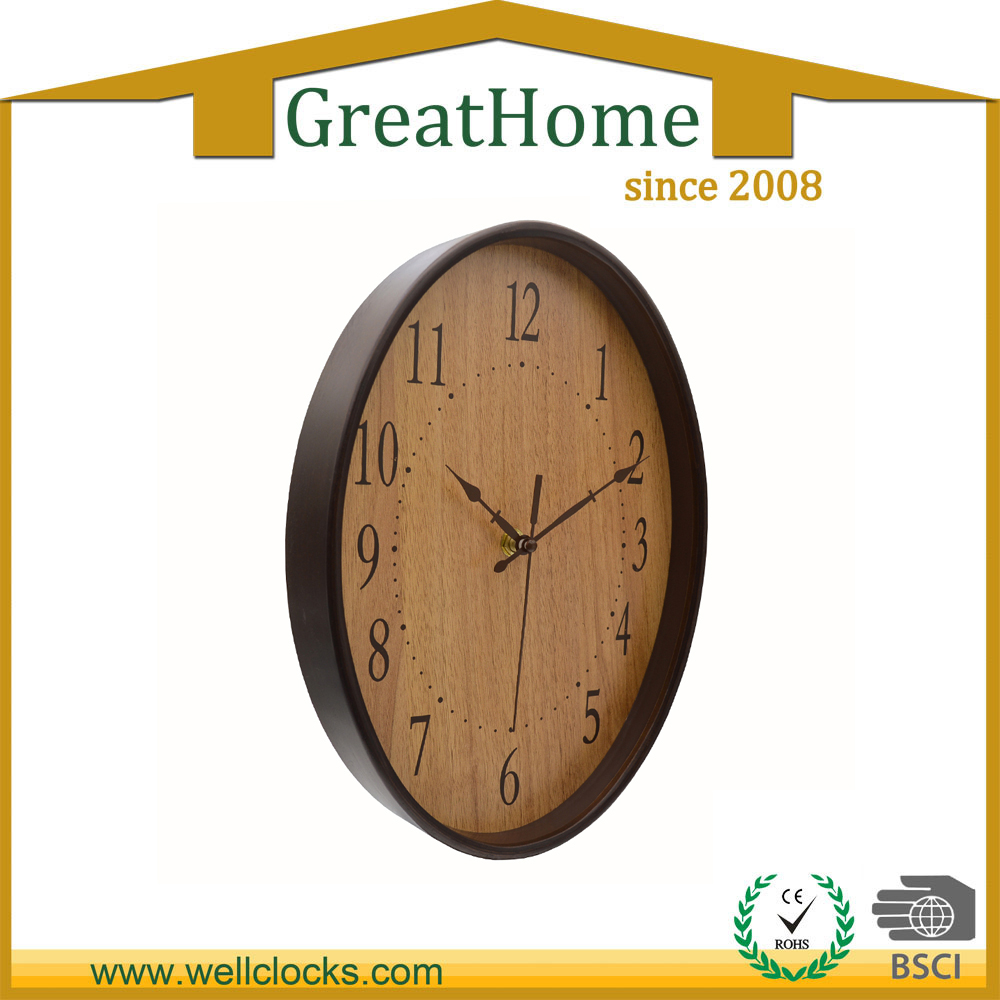 Oval wooden wall clock for promotion or decoration