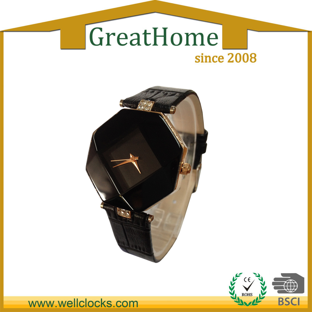 Pu strap octagon quartz watch