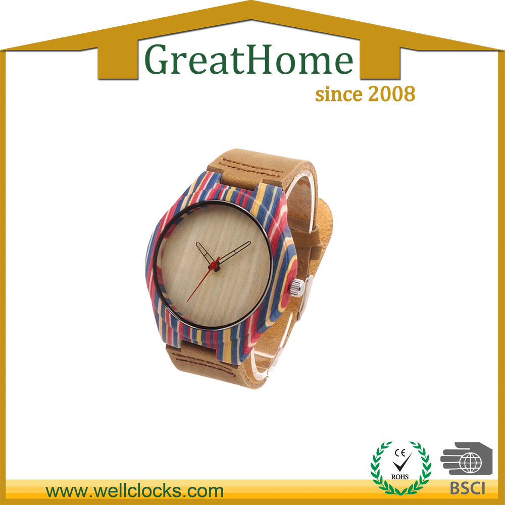 Custom Logo Wrist Watch With Leather Band